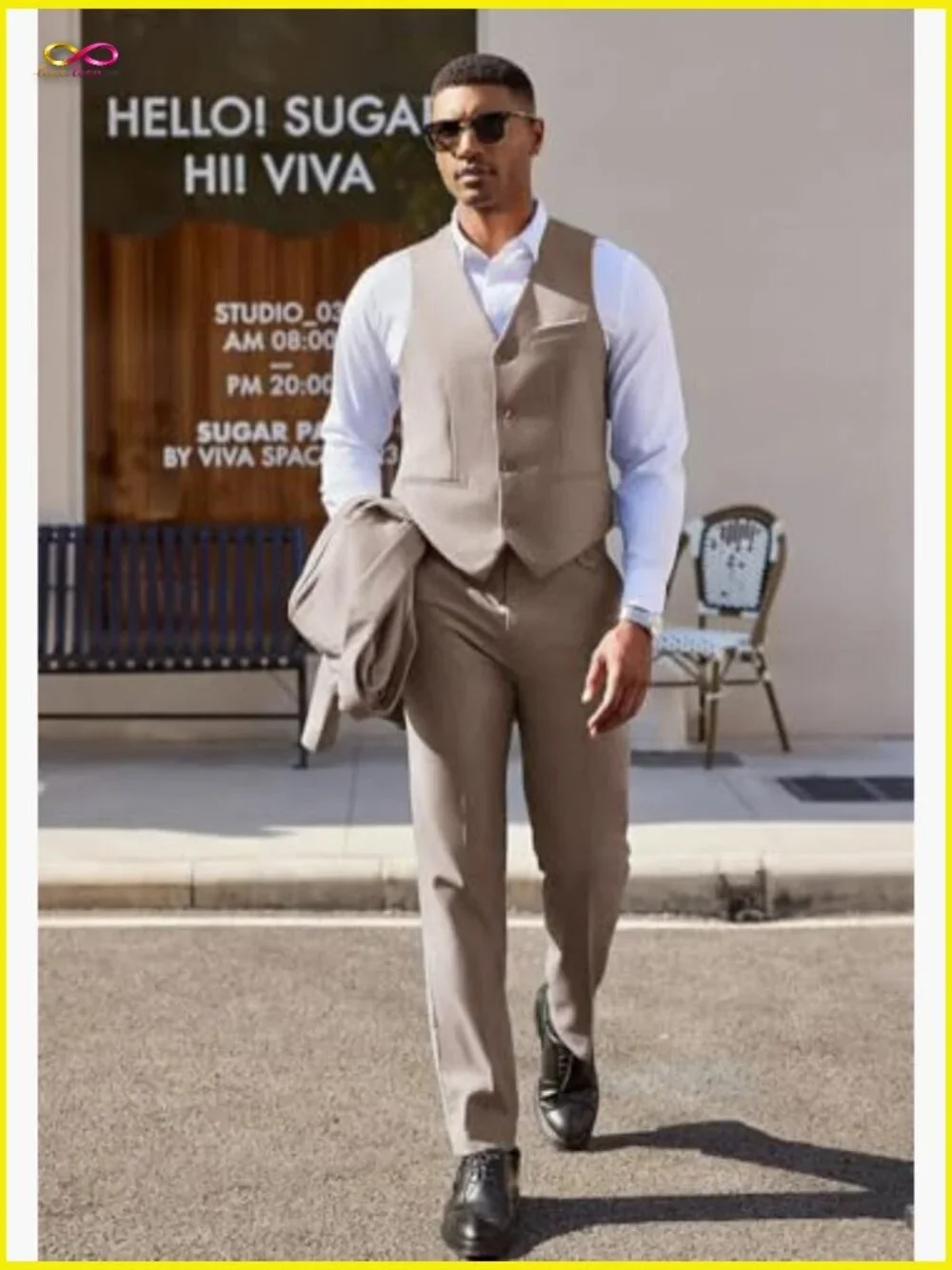 Slim Fit Three Piece Suit Set Classic Elegant Business Formal Wear Tuxedo